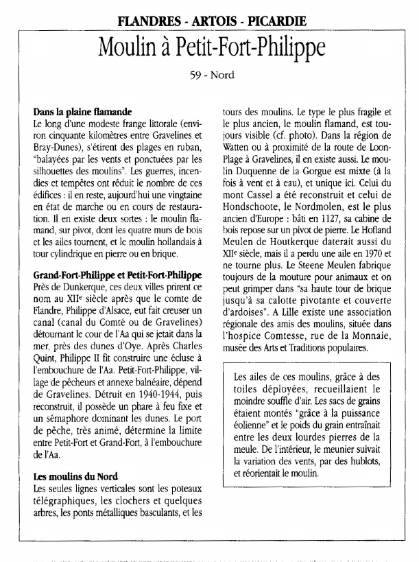 Prévisualisation du document FLANDRES - ARTOIS - PICARDIE Moulin à Petit-Fort-Philippe.