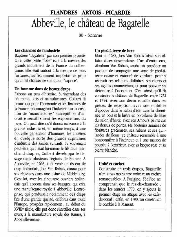 Prévisualisation du document FLANDRES - ARTOIS - PICARDIEAbbeville, le château de Bagatelle.