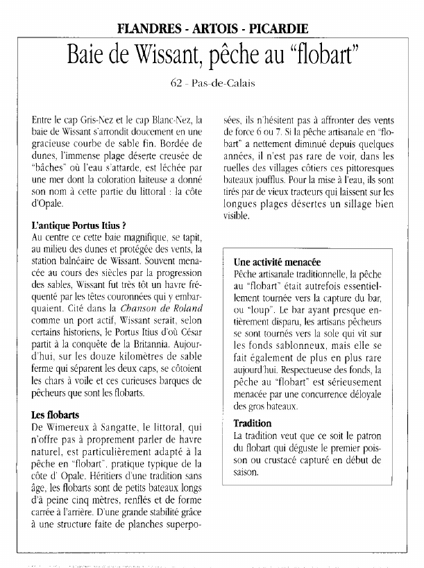Prévisualisation du document FLANDRES - ARTOIS - PICARDIEBaie de Wissant, pêche au "flobart".