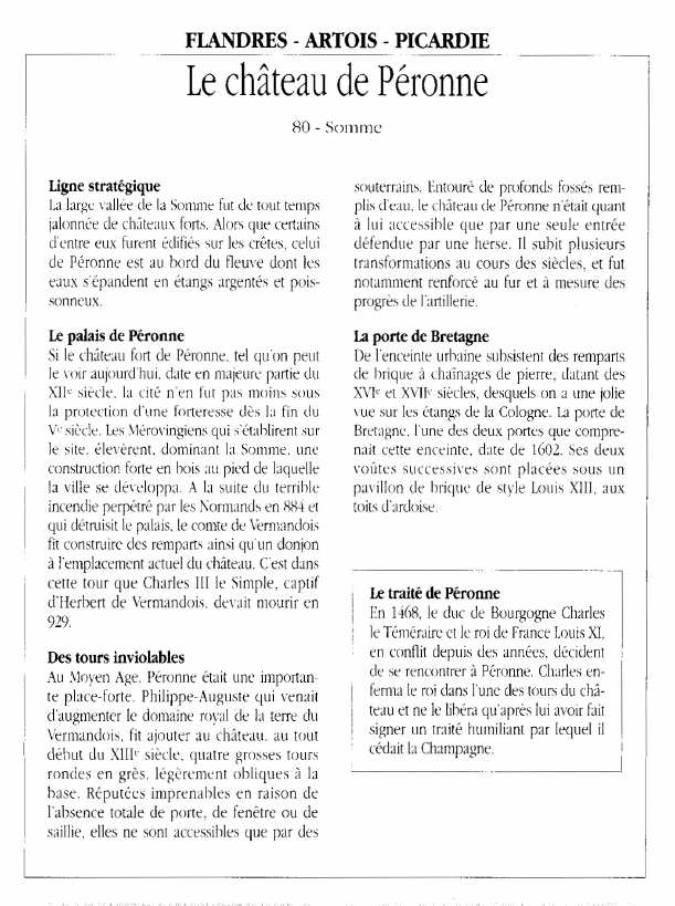 Prévisualisation du document FLANDRES - ARTOIS - PICARDIE		Le château de Péronne.