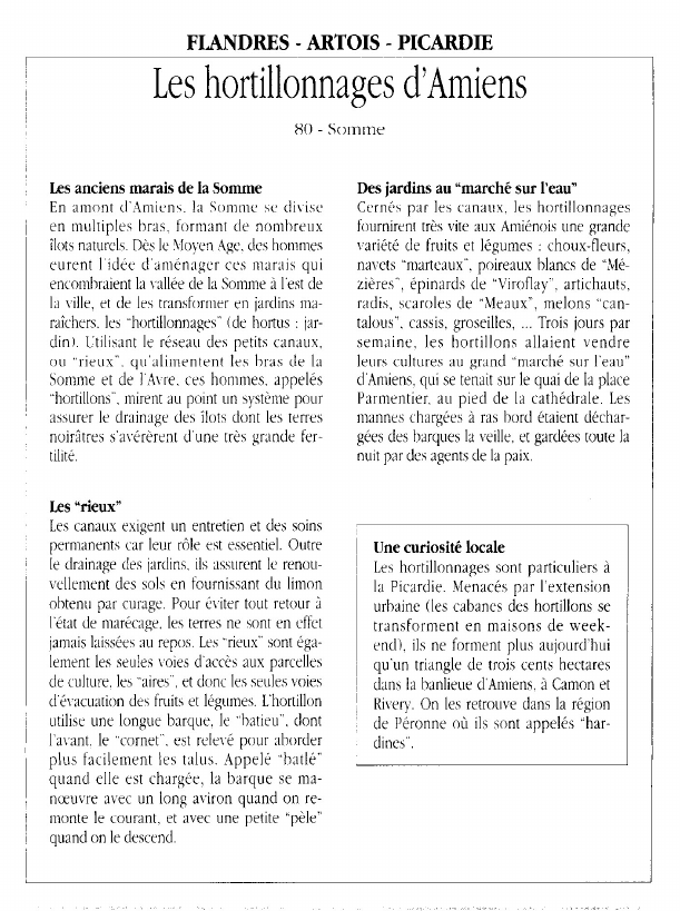 Prévisualisation du document FLANDRES - ARTOIS - PICARDIELes hortillonnages d'Amiens.