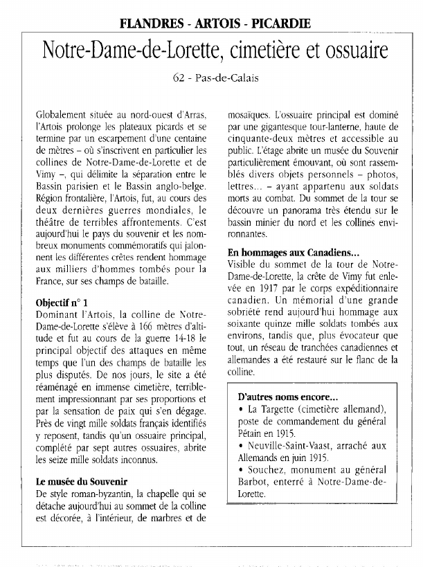Prévisualisation du document FLANDRES - ARTOIS - PICARDIENotre-Dame-de-Lorette, cimetière et ossuaire.