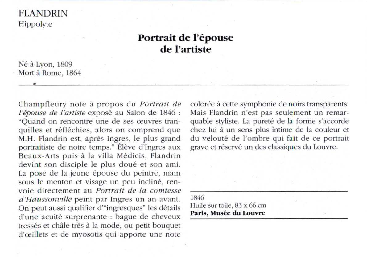 Prévisualisation du document FLANDRIN Hippolyte : Portrait de l'épouse de l'artiste