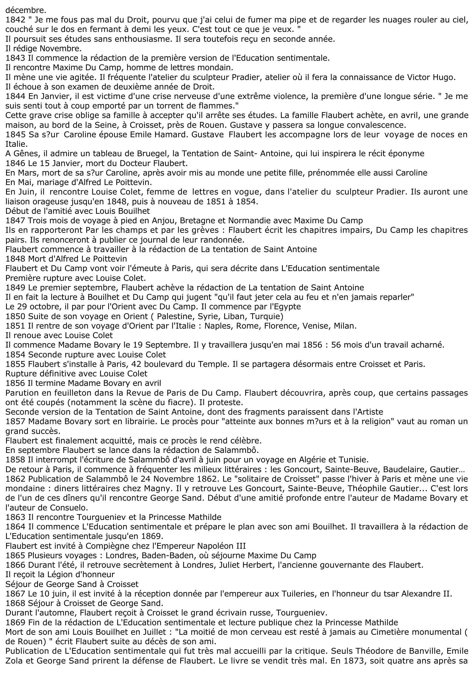Prévisualisation du document Flaubert (chronologie complète)