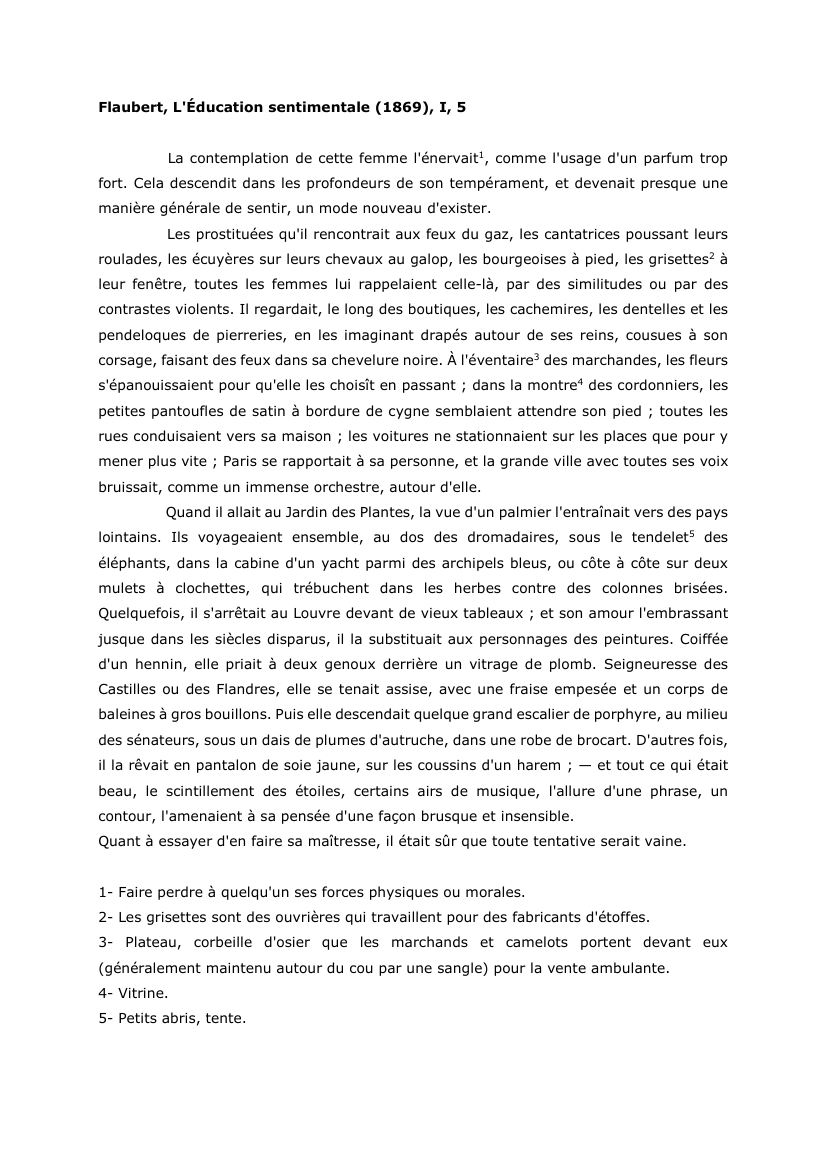Prévisualisation du document Flaubert, L'Éducation sentimentale (1869), I, 5. Commentaire