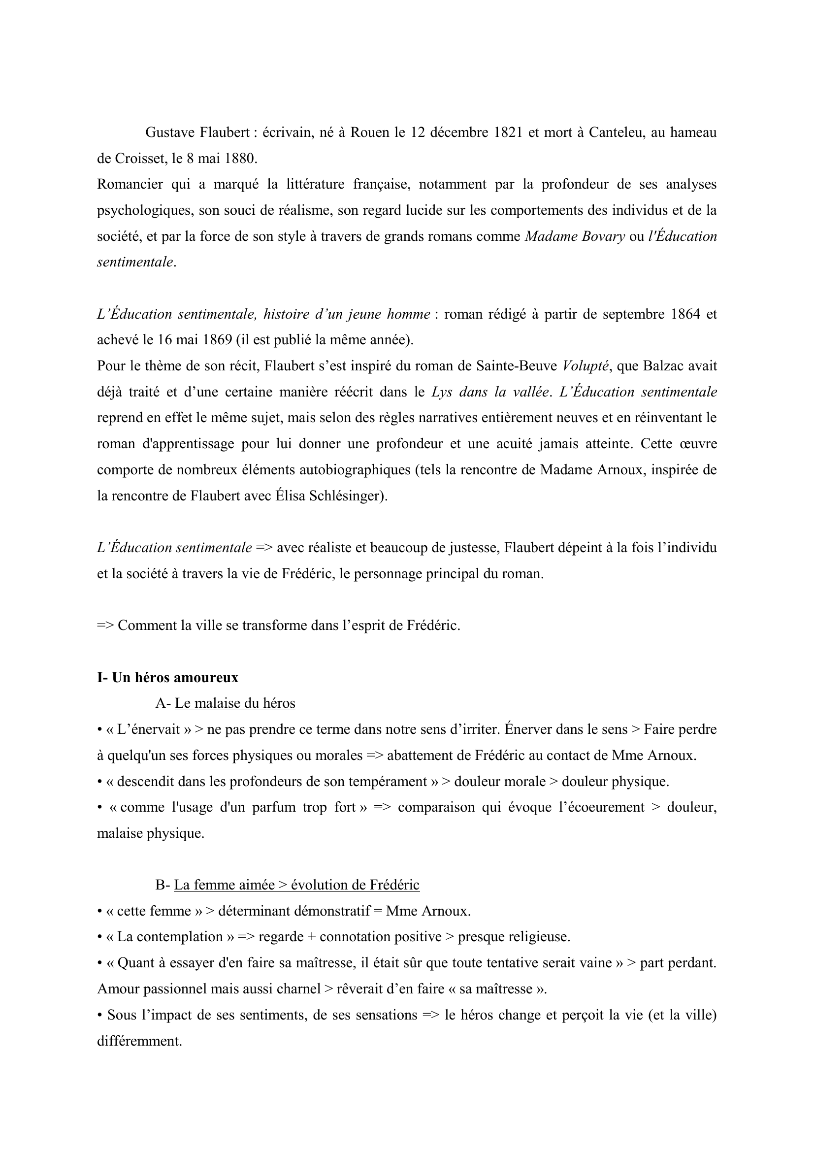 Prévisualisation du document Flaubert, L'Éducation sentimentale, I, 5 - Extrait commenté