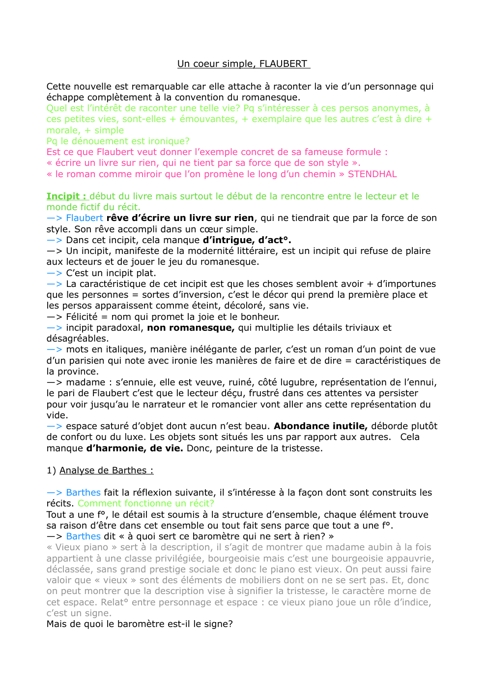 Prévisualisation du document Flaubert - Un coeur simple