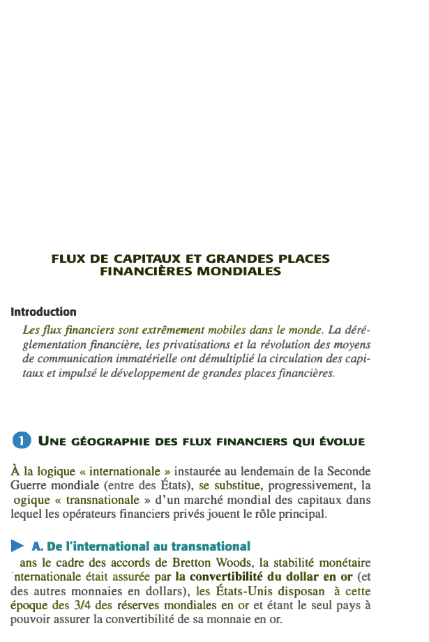Prévisualisation du document FLUX DE CAPITAUX ET GRANDES PLACES FINANCIÈRES MONDIALES