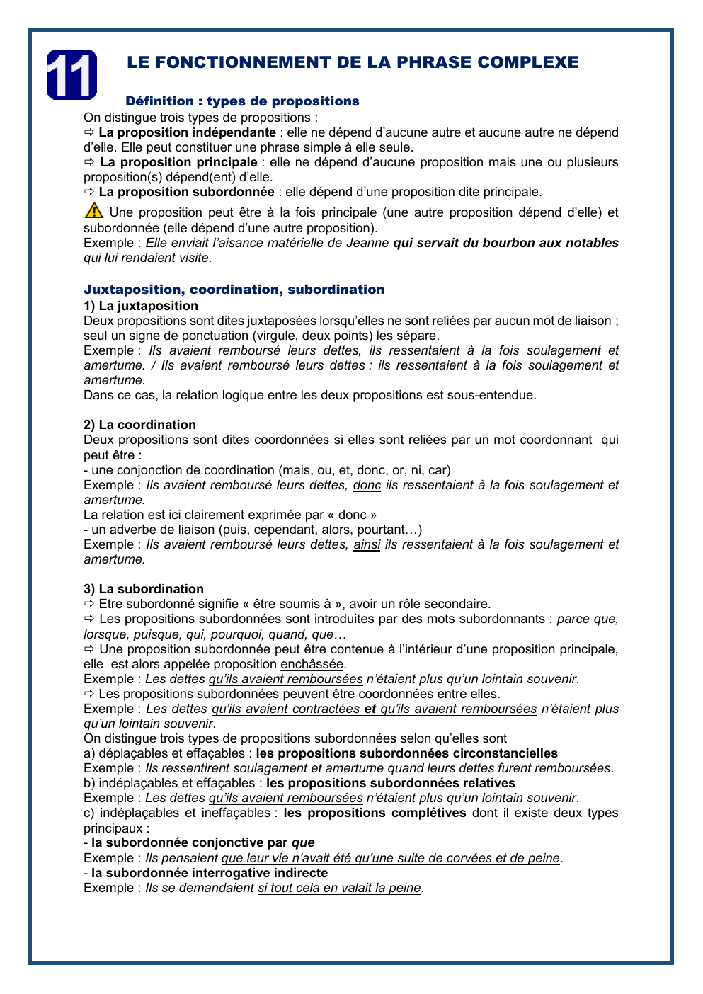 Prévisualisation du document fonctionnement de la phrase complexe