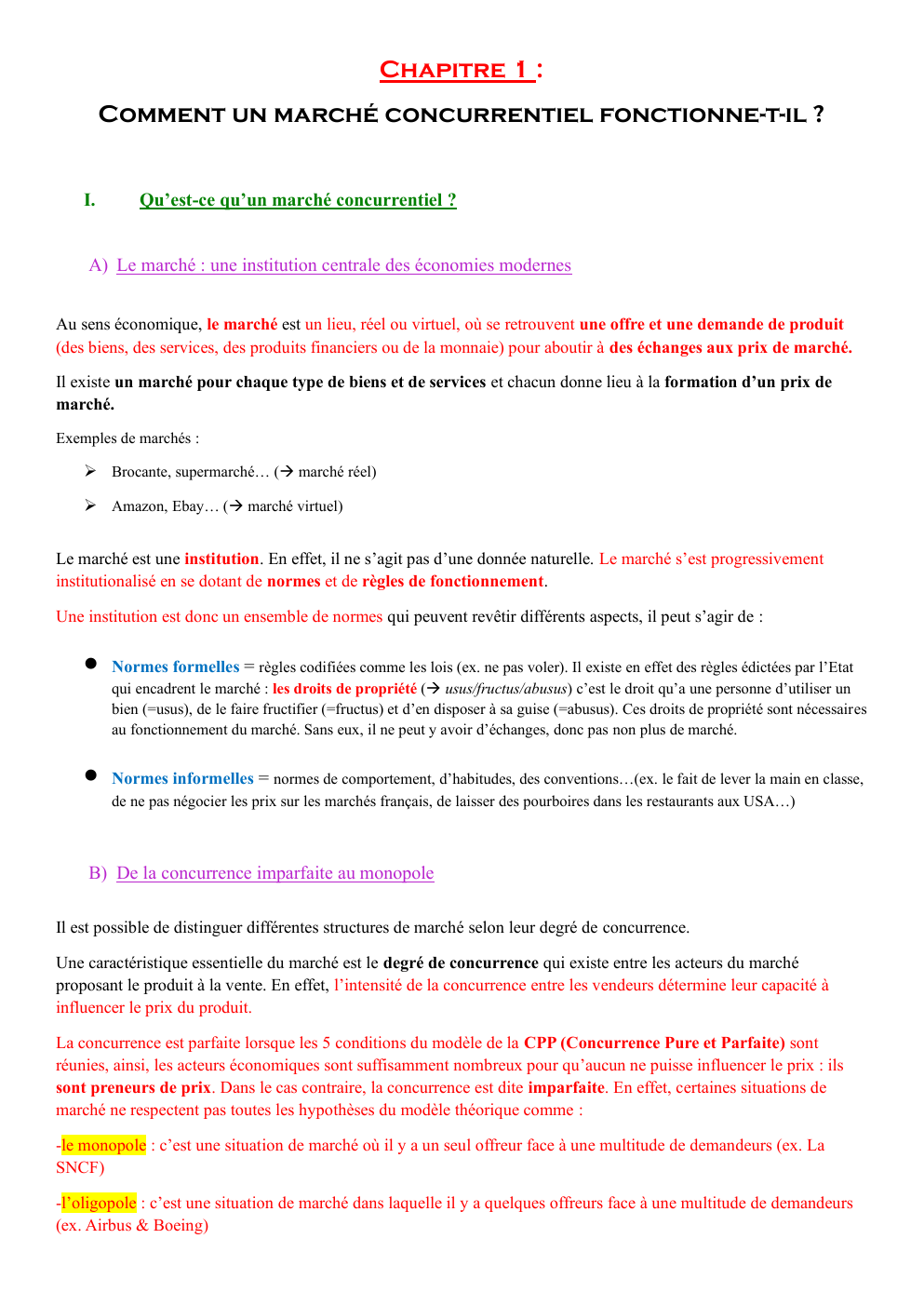 Prévisualisation du document Fonctionnement du marché concurrentiel