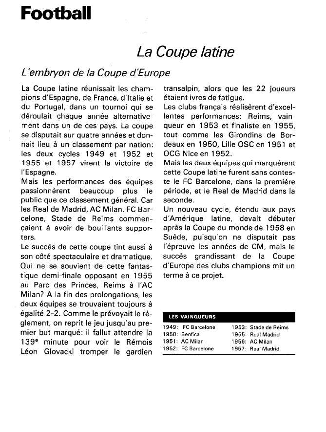 Prévisualisation du document Football:La Coupe latine (sport).