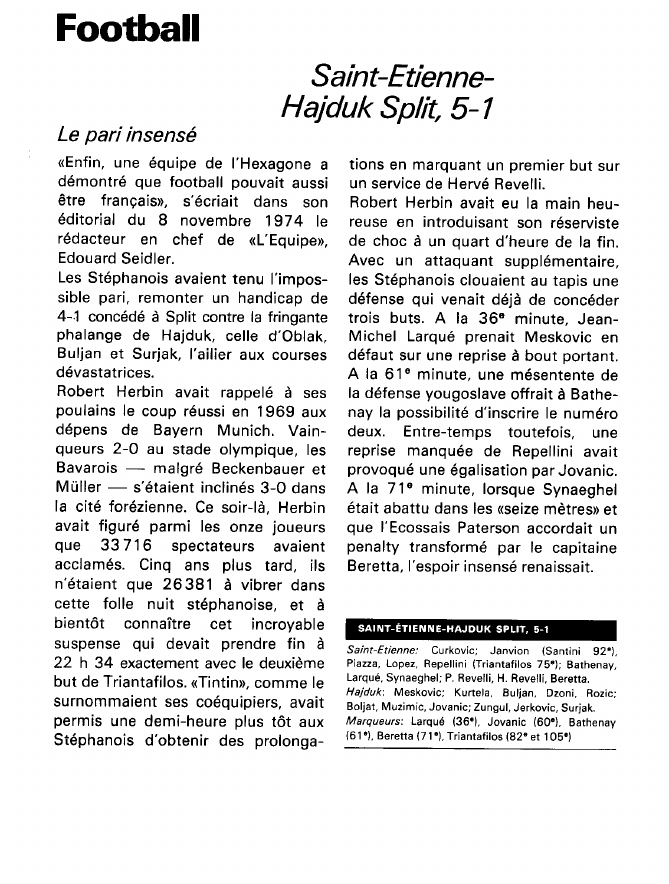 Prévisualisation du document Football:Saint-EtienneHajduk Split, 5-1 (sport).