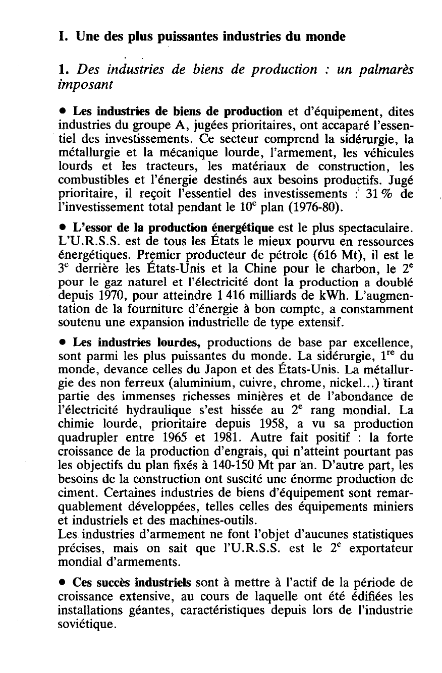 Prévisualisation du document Forces et faiblesses de l'industrie de l'Union Soviétique