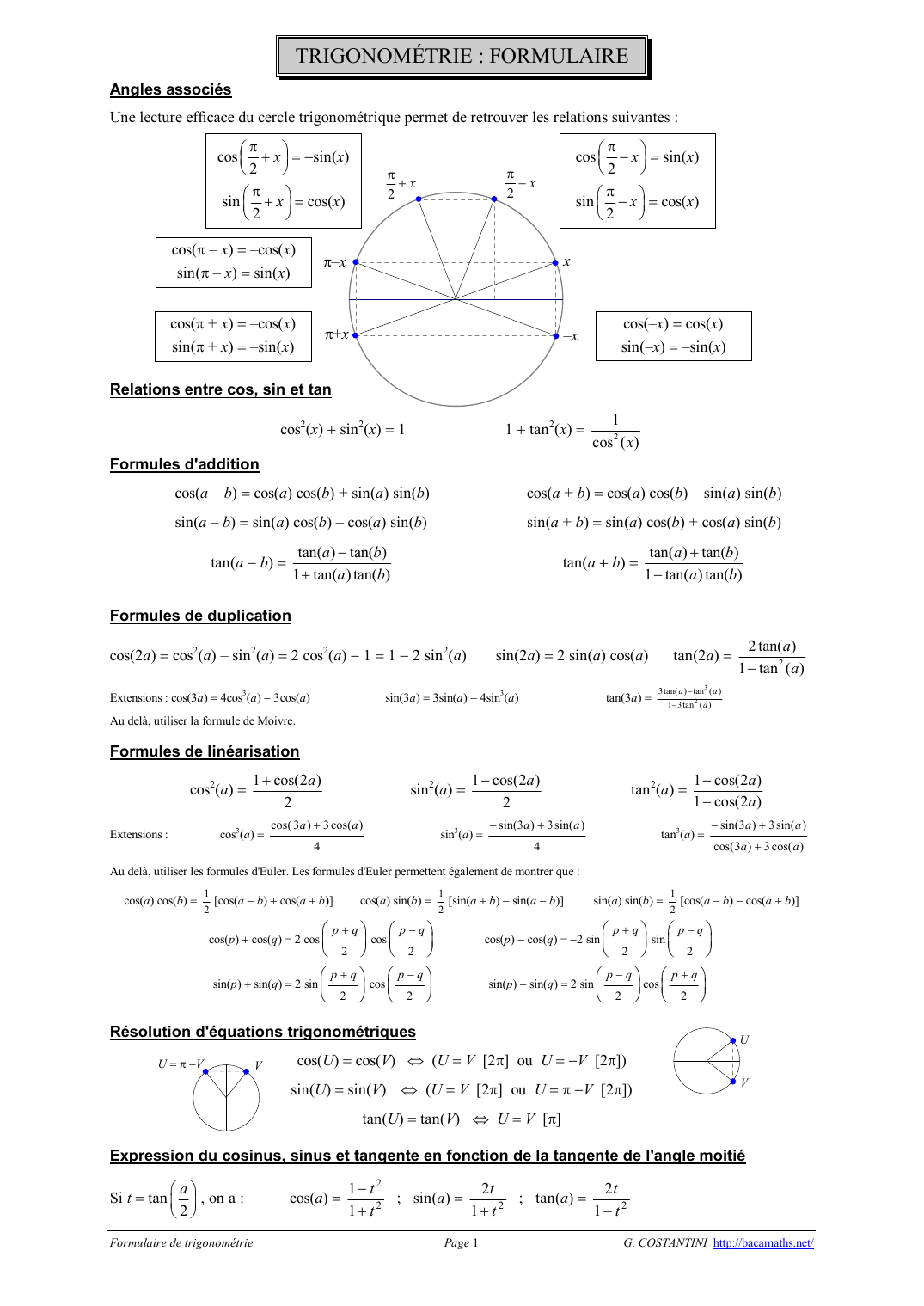 Prévisualisation du document formules trigonométriques