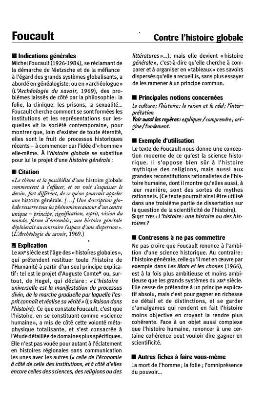 Prévisualisation du document Foucault: Contre l'histoire globale