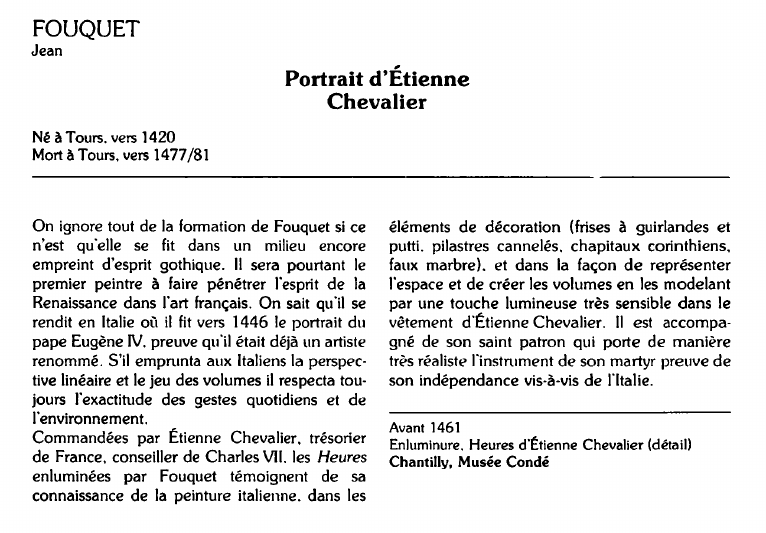 Prévisualisation du document FOUQUETJean:Portrait d'ÉtienneChevalier (analyse du tableau).