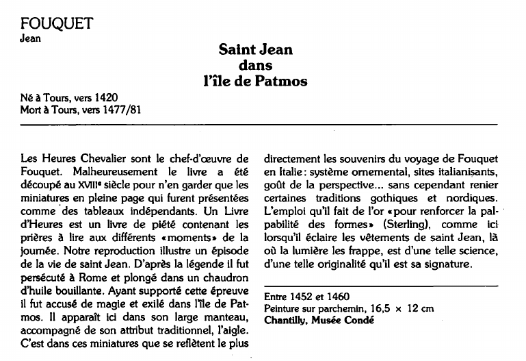 Prévisualisation du document FOUQUETJean:Saint Jeandansl'île de Patmos (analyse du tableau).