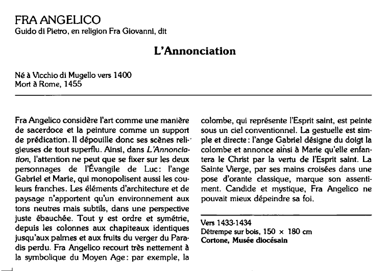 Prévisualisation du document FRA ANGELICOGuido di Pietro, en religion Fra Giovanni, dit:L'Annonciation  (analyse du tableau).