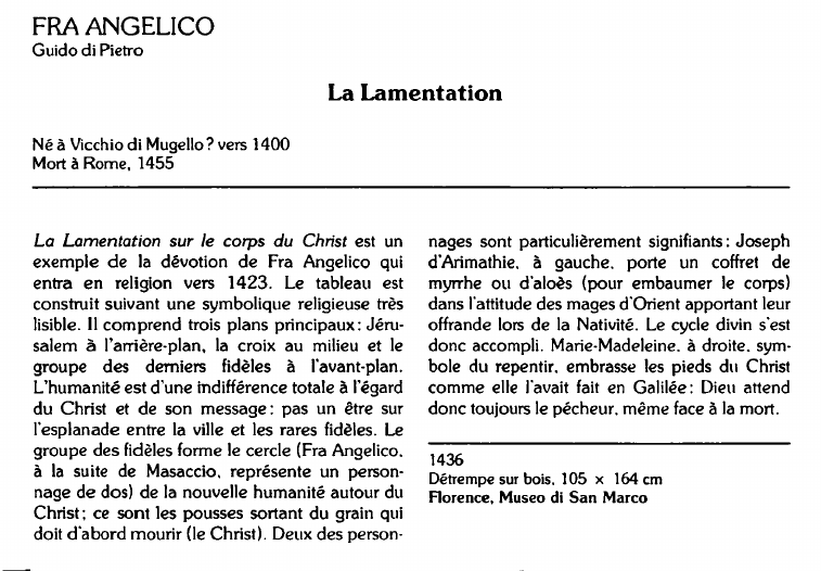Prévisualisation du document FRA ANGELICOGuido di Pietro:La Lamentation (analyse du tableau).