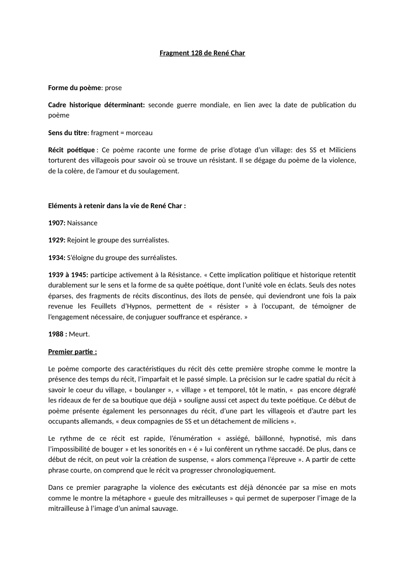 Prévisualisation du document Fragment 128 de René Char
