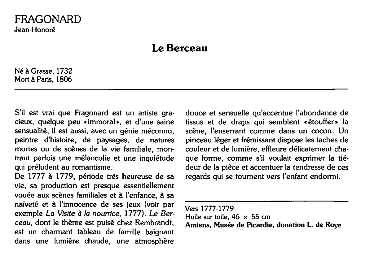 Prévisualisation du document FRAGONARD Jean-Honoré : Le Berceau