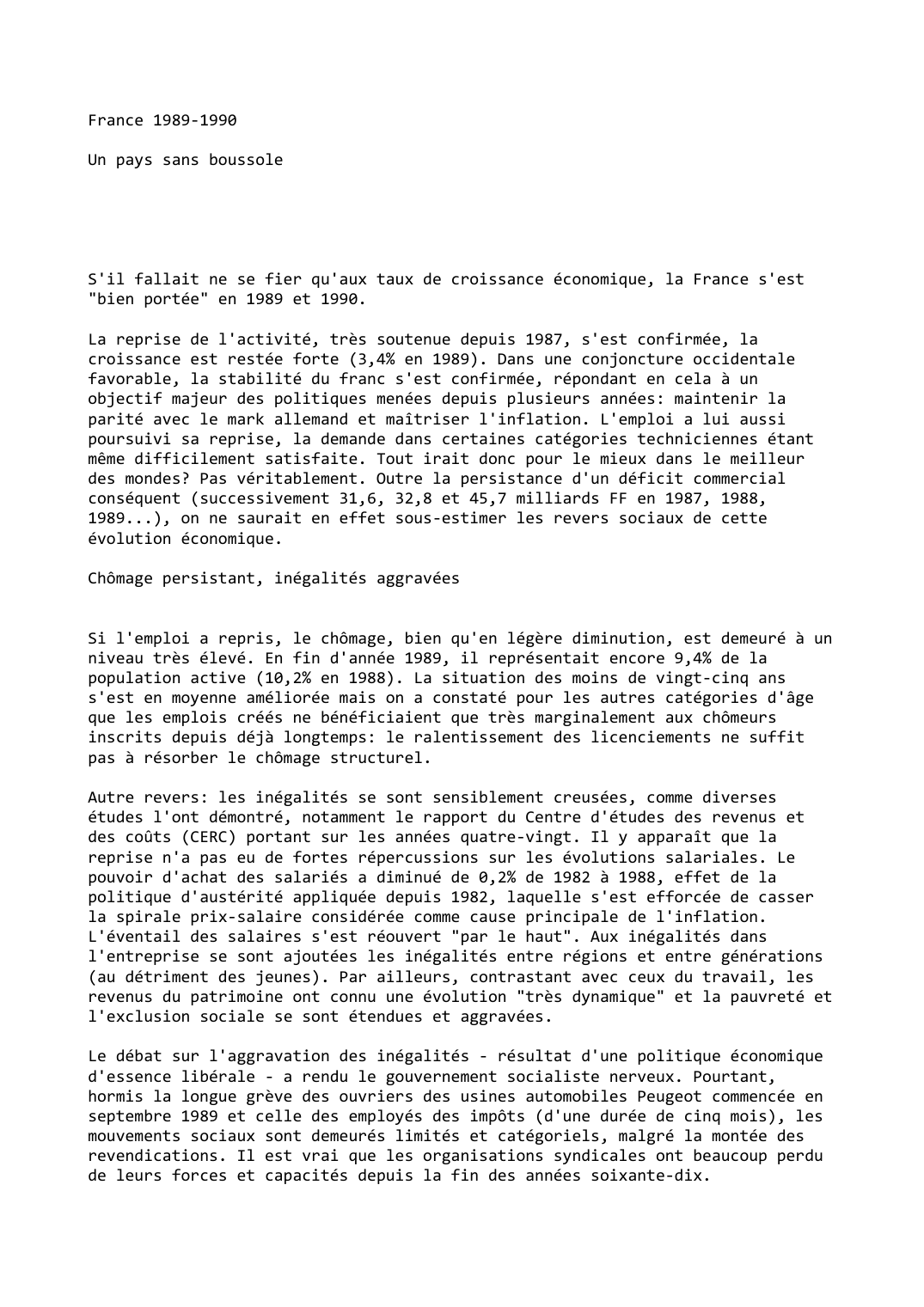 Prévisualisation du document France - 1989-1990: Un pays sans boussole