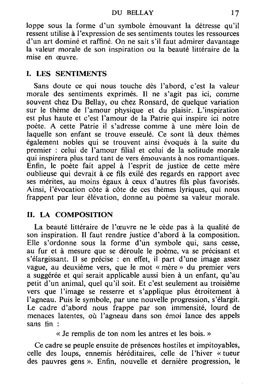 Prévisualisation du document France, mère des arts, des armes et des lois: Du BELLAY, Regrets. Commentaire