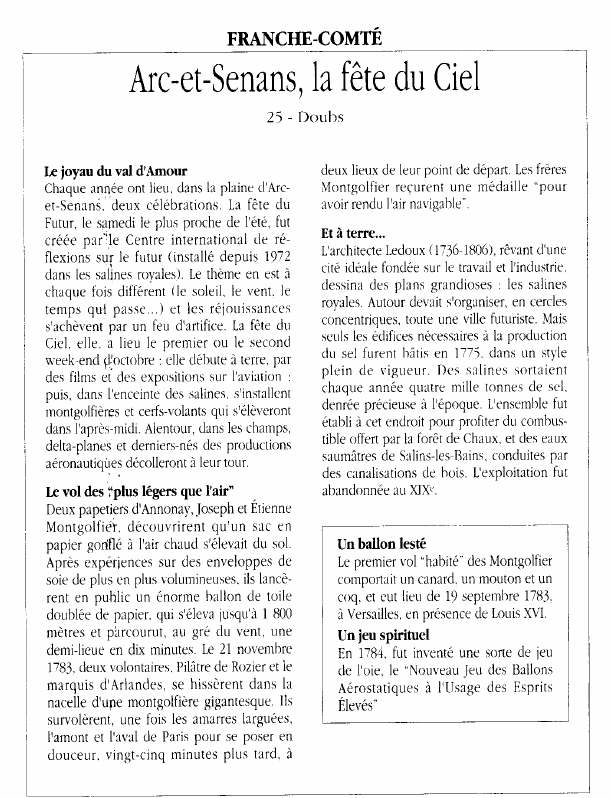 Prévisualisation du document FRANCHE-COMTÉArc-et-Senans, la fête du Ciel.