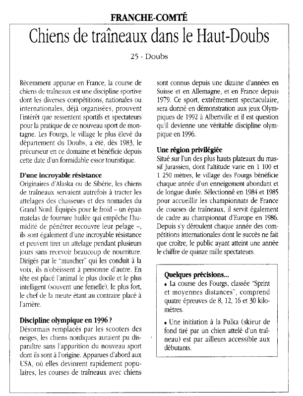 Prévisualisation du document FRANCHE-COMTÉChiens de traîneaux dans le Haut-Doubs.