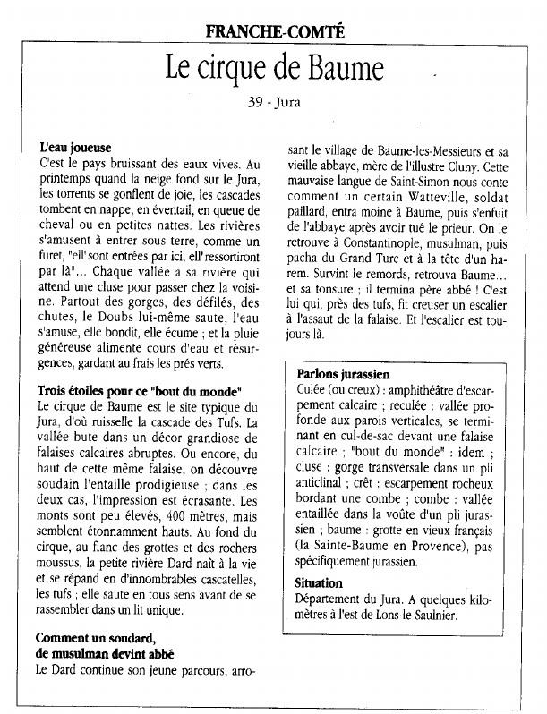 Prévisualisation du document FRANCHE-COMTÉLe cirque de Baume.