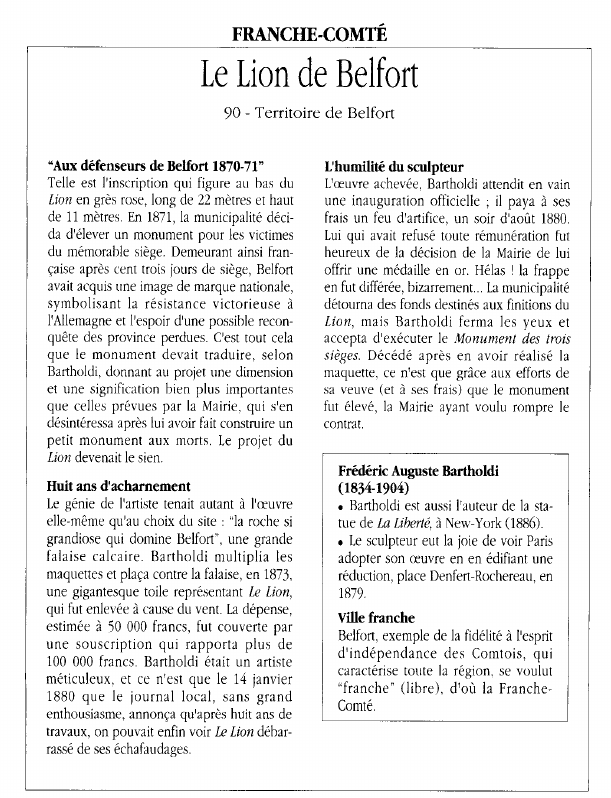 Prévisualisation du document FRANCHE-COMTÉLe Lion de Belfort.