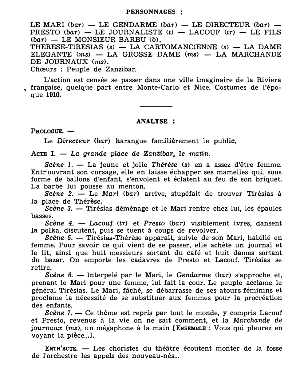 Prévisualisation du document Francis POULENC : LES MAMELLES DE TIRESIAS (résumé et analyse de l’œuvre – Répertoire lyrique)