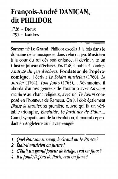 Prévisualisation du document François-André DANICAN,dit PHILIDOR1726 - Dreux1795 - LondresSurnommé Le Grand.