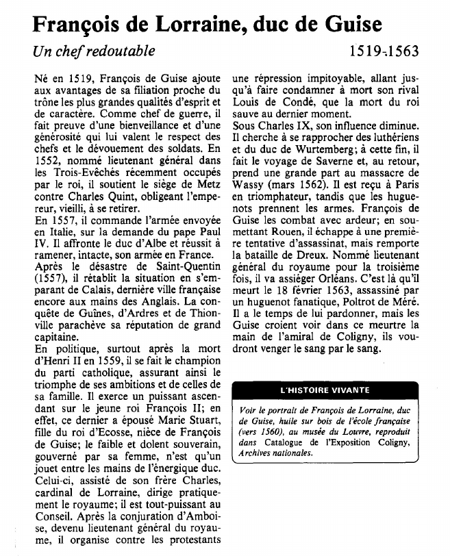 Prévisualisation du document François de Lorraine, duc de GuiseUn chef redoutable.
