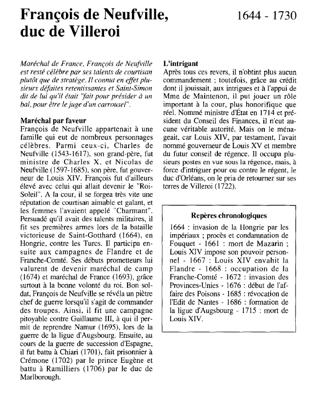 Prévisualisation du document François de Neufville,duc de Villeroi.