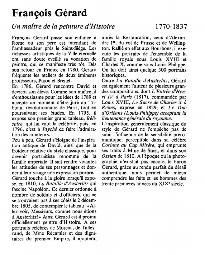 Prévisualisation du document François GérardUn maître de la peinture d'Histoire.