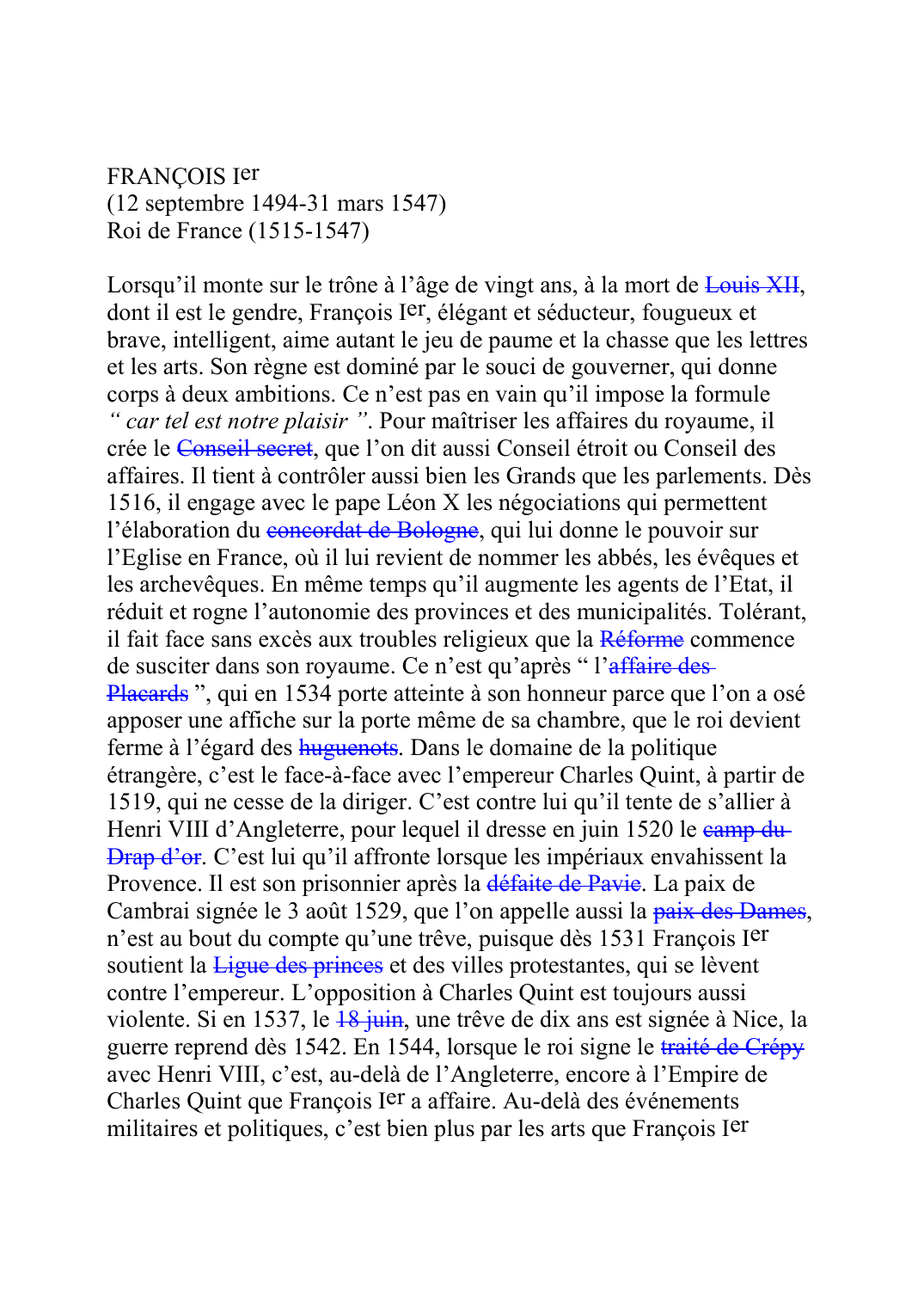 Prévisualisation du document FRANÇOIS Ier(12 septembre 1494-31 mars 1547)Roi de France (1515-1547)Lorsqu'il monte