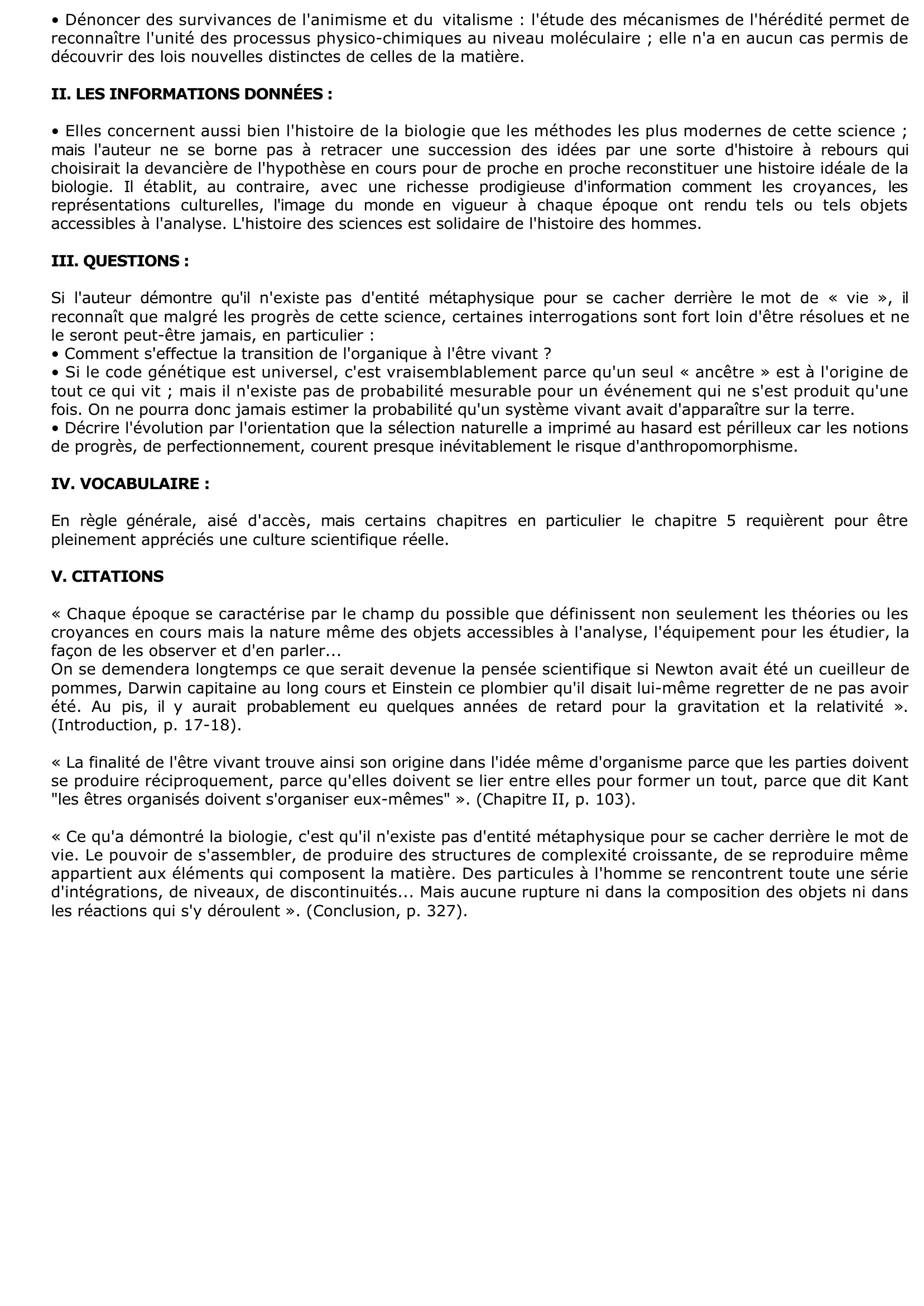 Prévisualisation du document FRANÇOIS JACOB : LA LOGIQUE DU VIVANT (Résumé & Analyse)