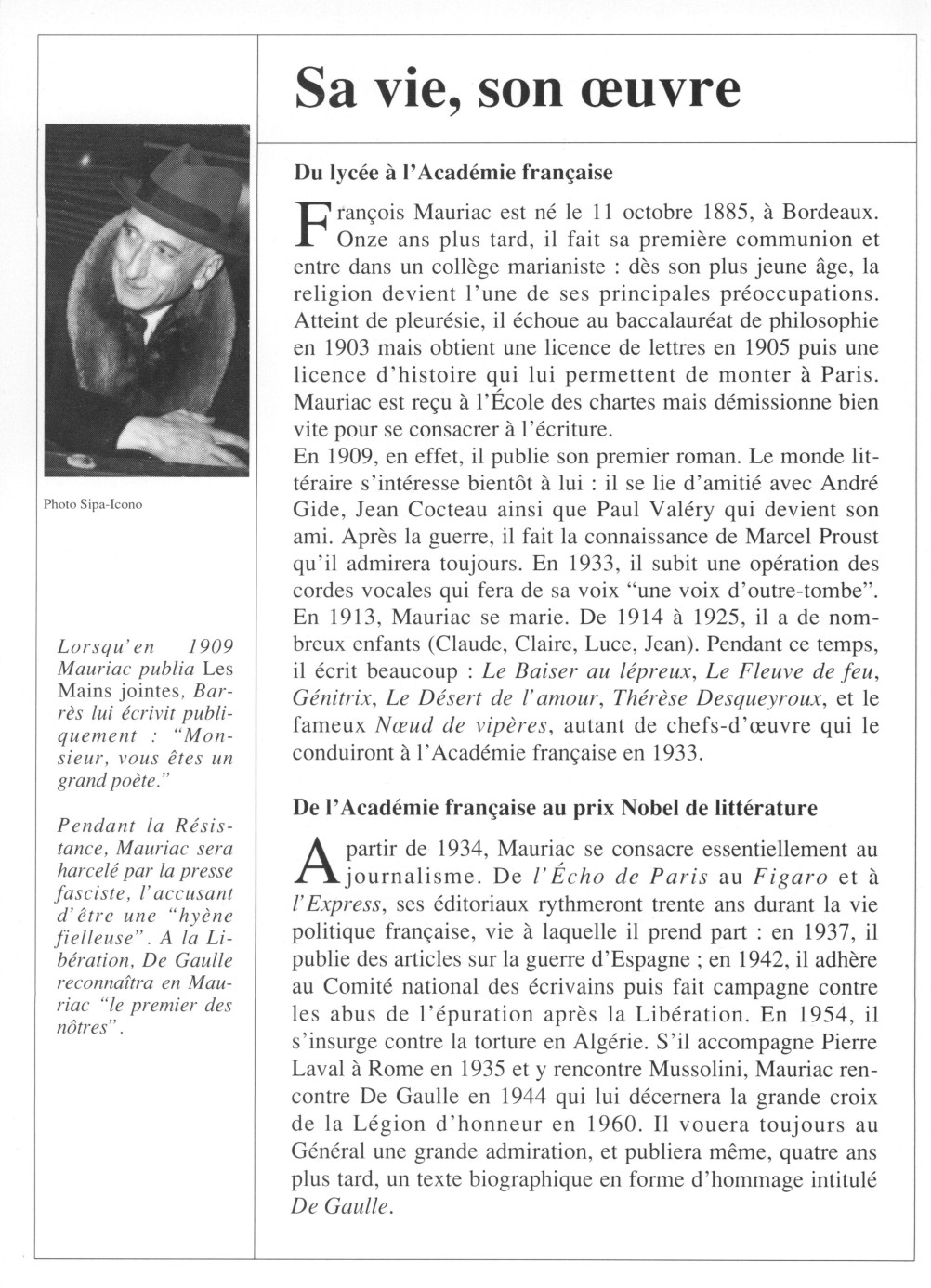 Prévisualisation du document François MAURIAC