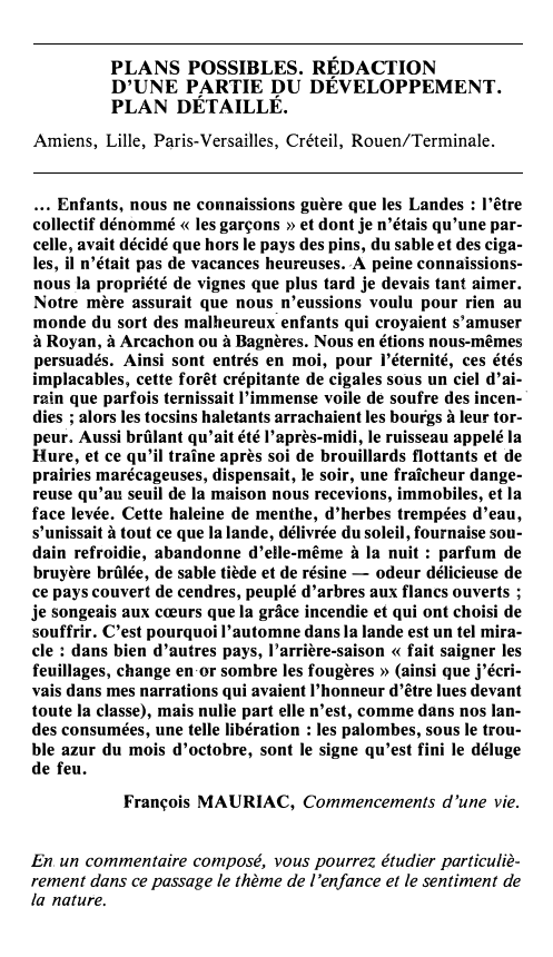 Prévisualisation du document François MAURIAC, Commencements d'une vie.