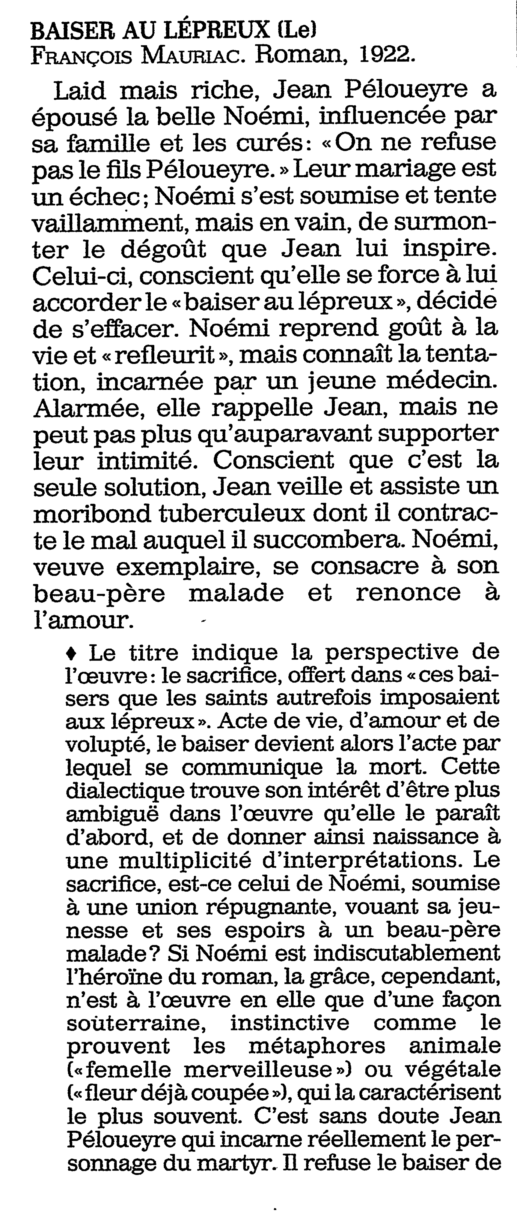 Prévisualisation du document François Mauriac, Le Baiser au lépreux.