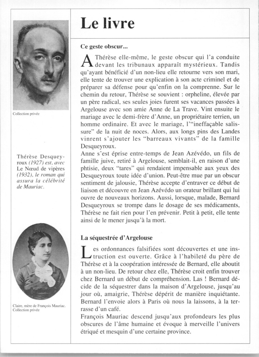 Prévisualisation du document François Mauriac : Thérèse Desqueyroux