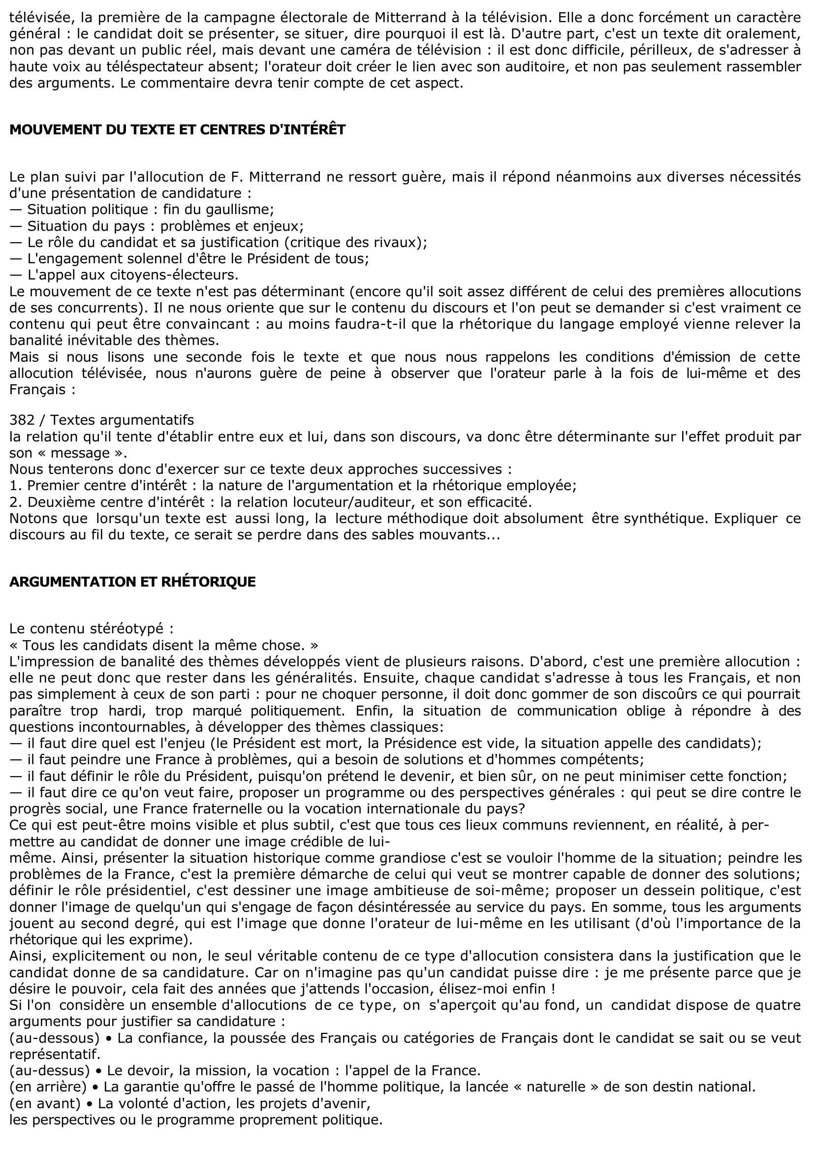 Prévisualisation du document François Mitterrand : ALLOCUTION TÉLÉVISÉE (Campagne présidentielle 1974, François Mitterrand)
