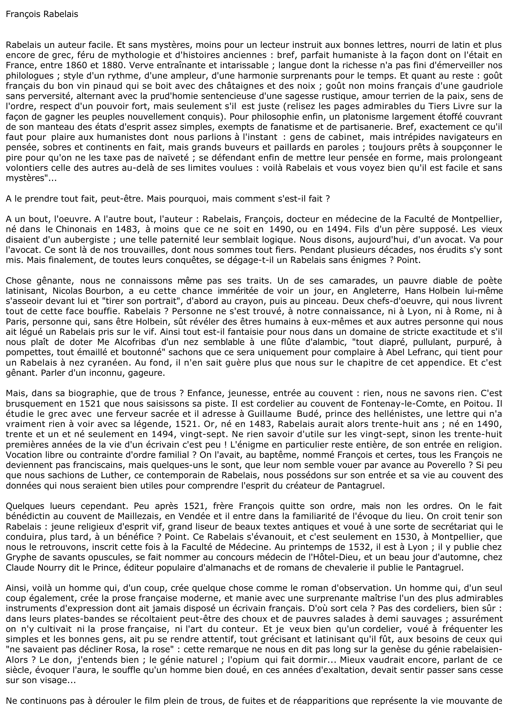Prévisualisation du document François Rabelais