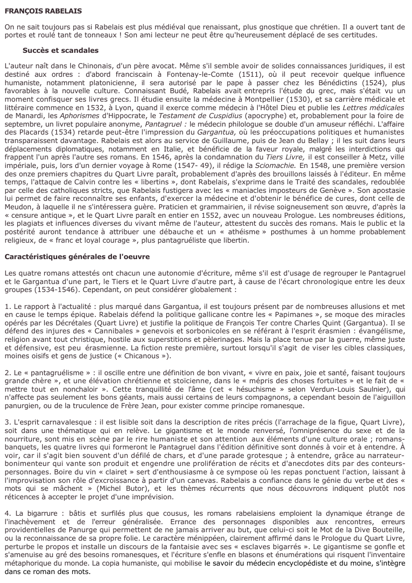 Prévisualisation du document 	FRANÇOIS RABELAIS