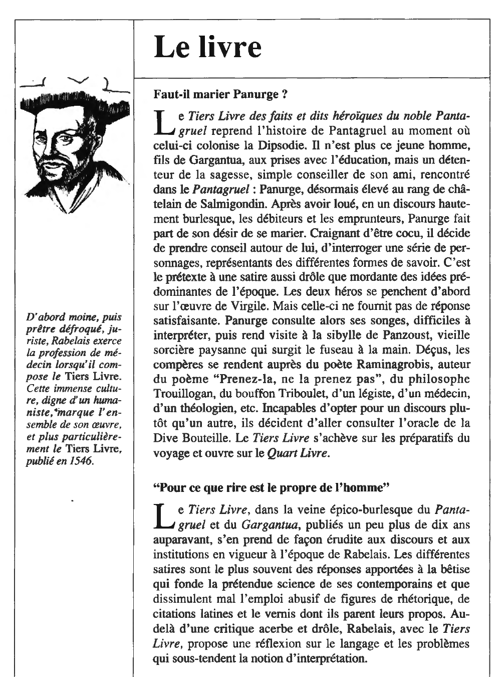Prévisualisation du document François RABELAIS : Tiers Livre