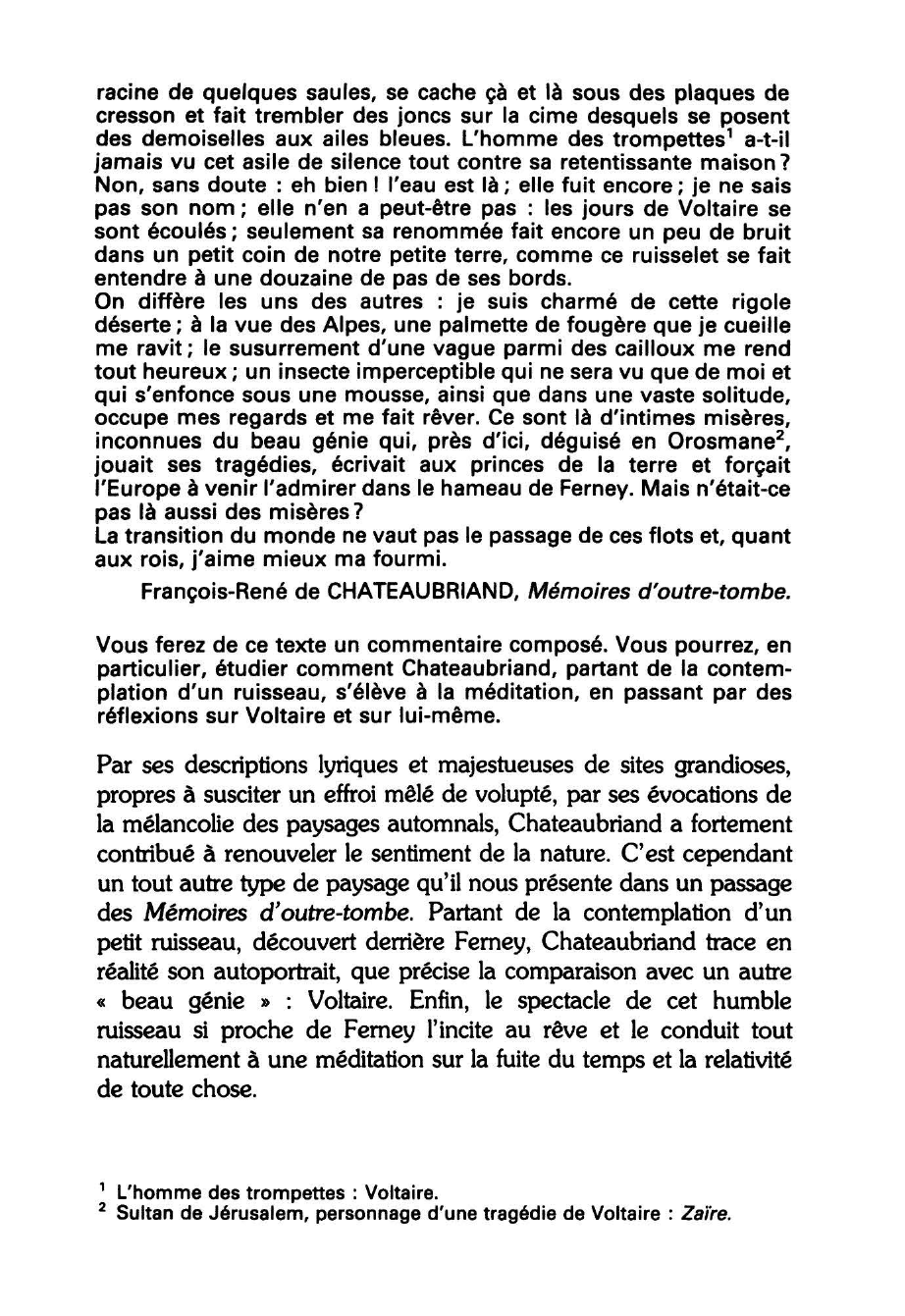 Prévisualisation du document François-René de CHATEAUBRIAND, Mémoires d'outre-tombe: la contemplation d'un ruisseau