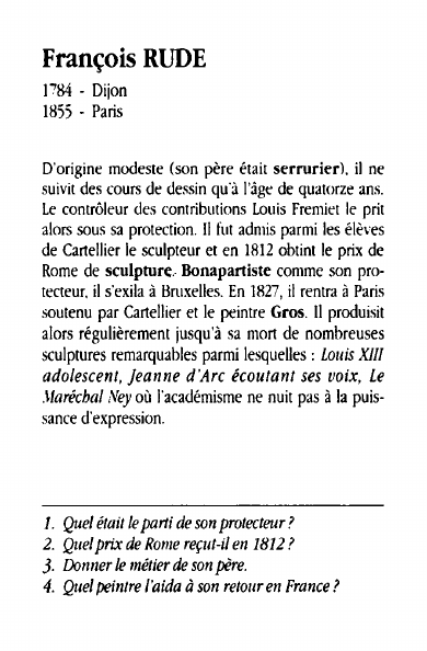 Prévisualisation du document François RUDE1784 - Dijon1855 - ParisD'origine modeste (son père était serrurier).