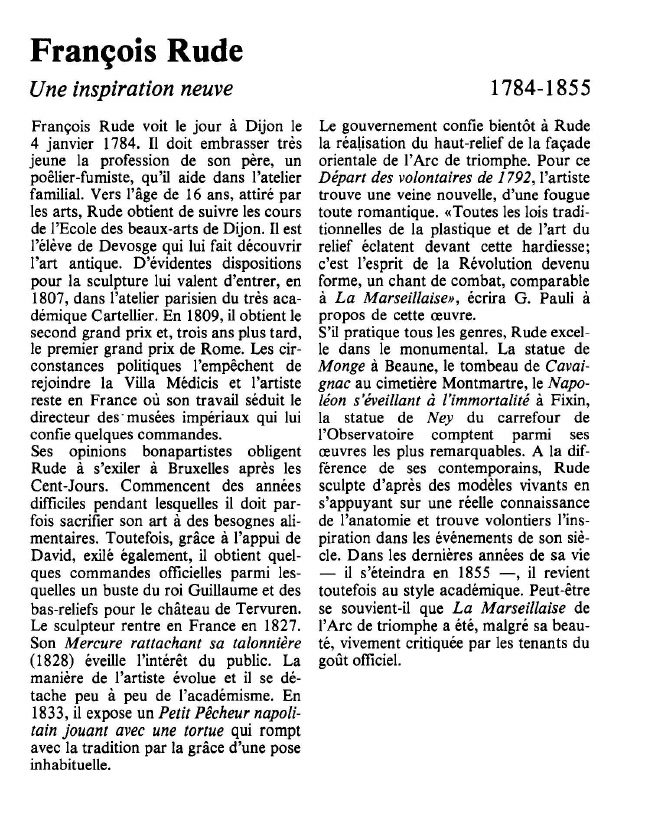 Prévisualisation du document François RudeUne inspiration neuve.