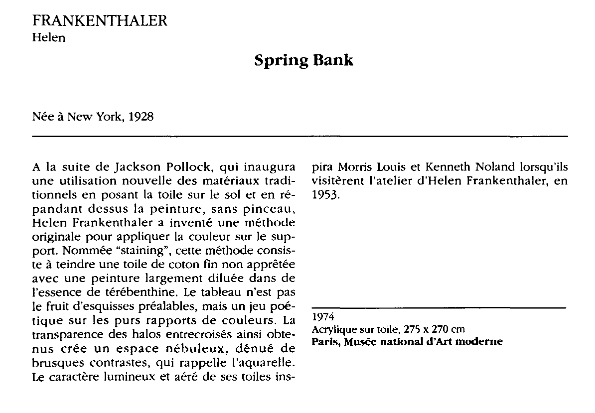Prévisualisation du document FRANKENTHALER Helen : Spring Bank